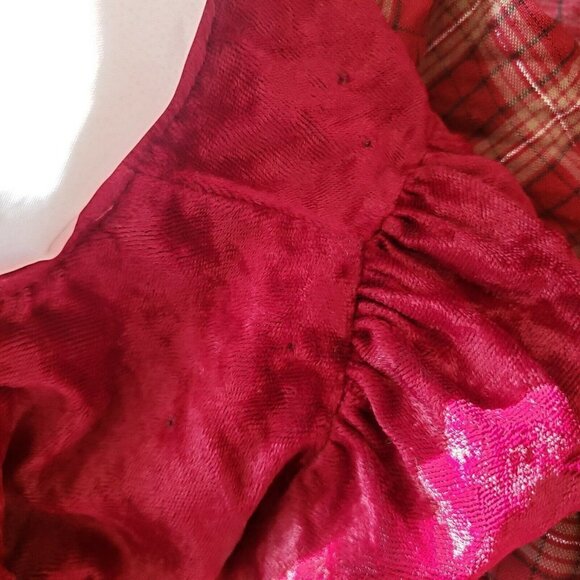 Vtg Sunny Angeles USA Plaid Christmas Large Collar Velour Circle Skirt Dress 4T - Picture 7 of 12